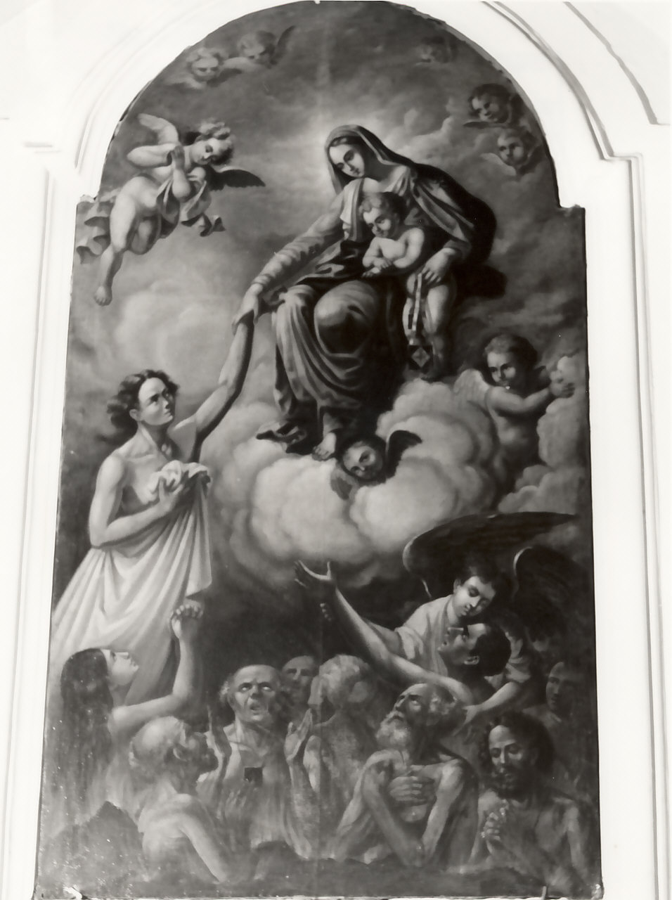 Madonna del Carmelo intercede per le anime del purgatorio (dipinto, opera isolata) - ambito Italia meridionale (sec. XVIII)