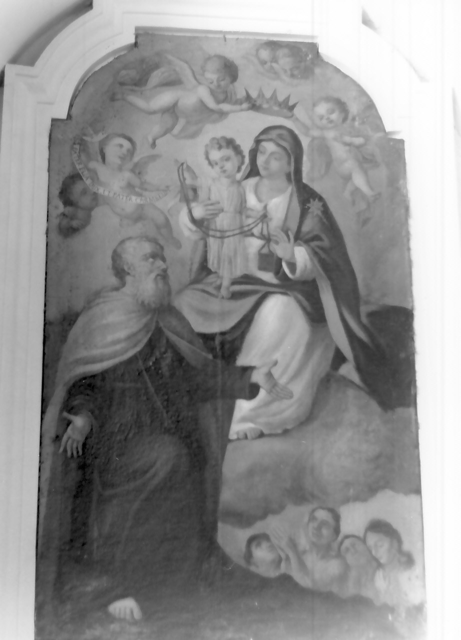 Madonna del Carmelo e San Simone Stock intercedono per le anime del purgatorio (dipinto, opera isolata) - ambito Italia meridionale (seconda metà sec. XIX)