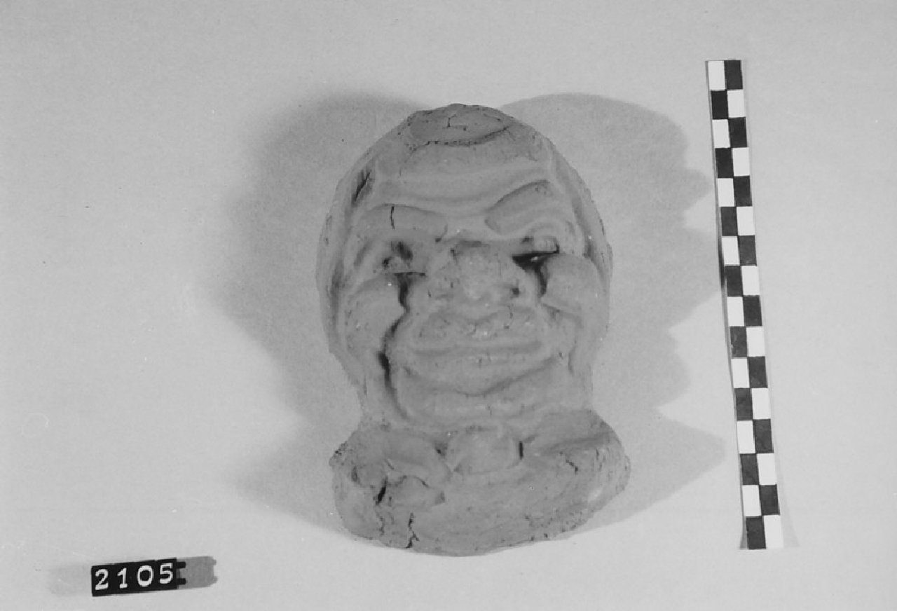 Volto maschile (statuetta, ceramica) - bottega del ceramista (sec. XX seconda metà)