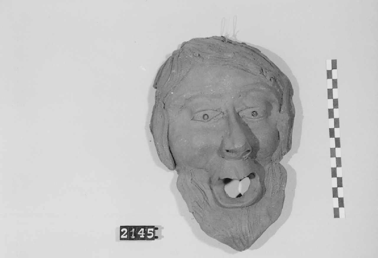 Volto grottesco (maschera, ceramica) - bottega del ceramista (sec. XX seconda metà)