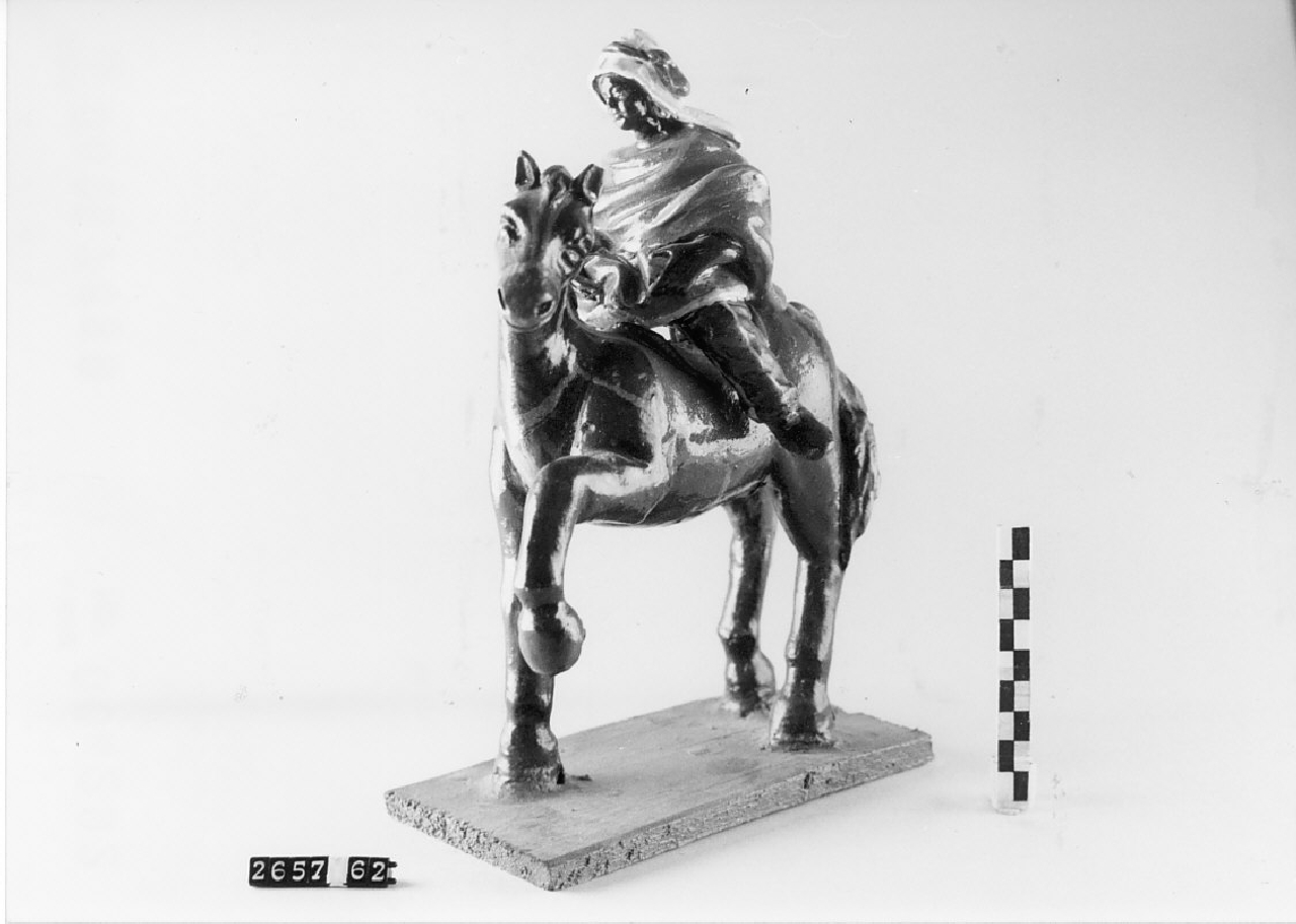Re Magio moro a cavallo (statuetta da presepe, religiosità popolare) - bottega del ceramista (1968 ca)