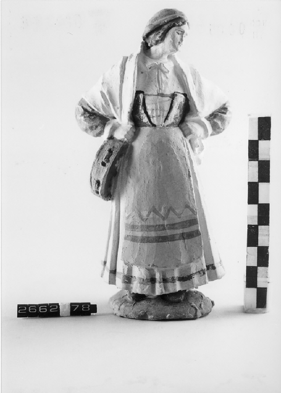 Donna con tamburello (statuetta da presepe, religiosità popolare) - ambito di Antonio Rotondo (1915 ca)