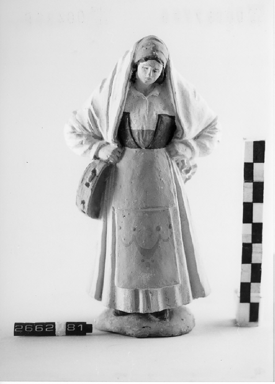 Donna con tamburello (statuetta da presepe, religiosità popolare) - ambito di Antonio Rotondo (1915 ca)