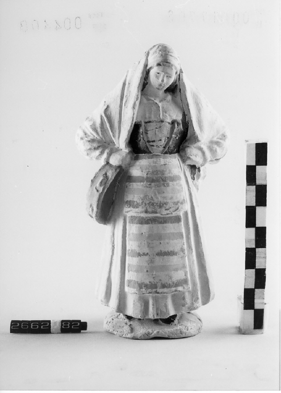 Donna con tamburello (statuetta da presepe, religiosità popolare) - ambito di Antonio Rotondo (1915 ca)