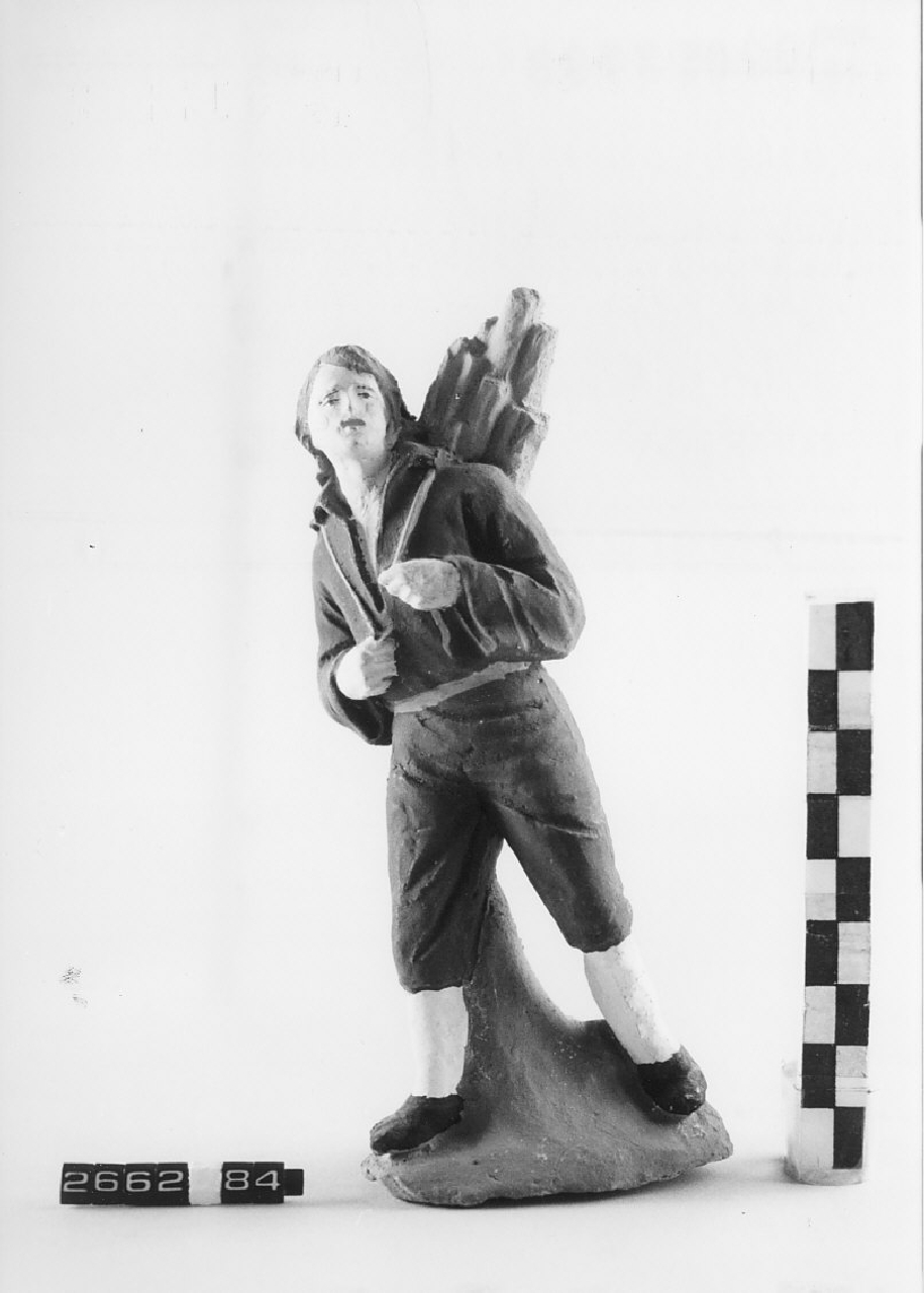 Uomo con fascio di legna (statuetta da presepe, religiosità popolare) - ambito di Antonio Rotondo (1915 ca)