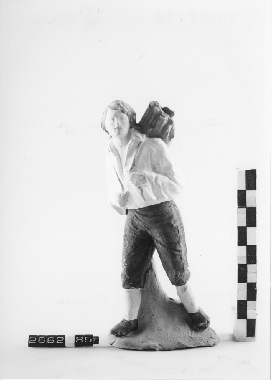 Uomo con fascio di legna (statuetta da presepe, religiosità popolare) - ambito di Antonio Rotondo (1915 ca)