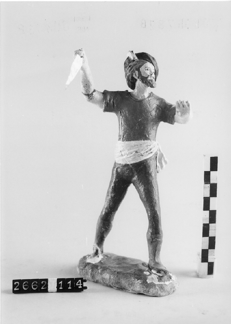 Uomo con pugnale (statuetta da presepe, religiosità popolare) - ambito di Antonio Rotondo (1915 ca)