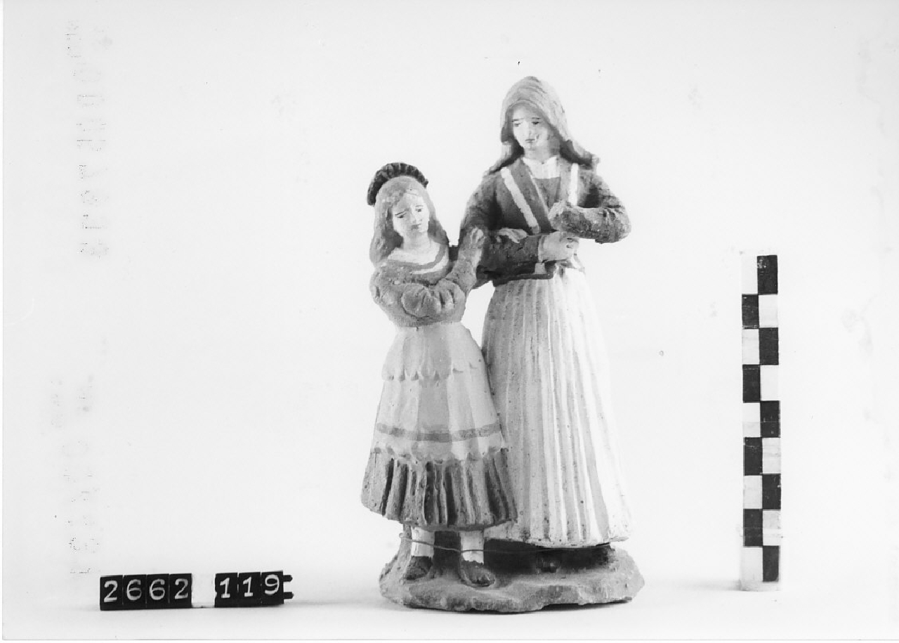 Donna e bambina (statuetta da presepe, religiosità popolare) - ambito di Antonio Rotondo (1915 ca)