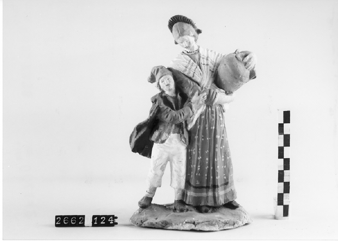Donna e bambino (statuetta da presepe, religiosità popolare) - ambito di Antonio Rotondo (1915 ca)