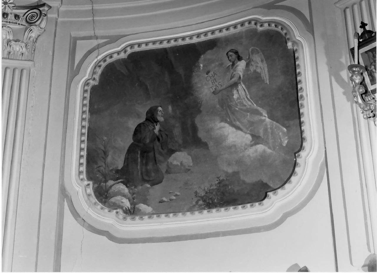 consegna dello stemma dell'ordine francescano, San Francesco di Paola (dipinto, opera isolata) - ambito calabrese (seconda metà sec. XIX)