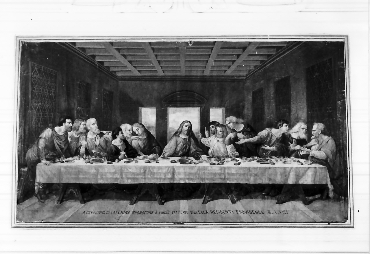 Cristo benedicente tra gli apostoli, ultima cena (dipinto, opera isolata) - ambito calabrese (sec. XX)
