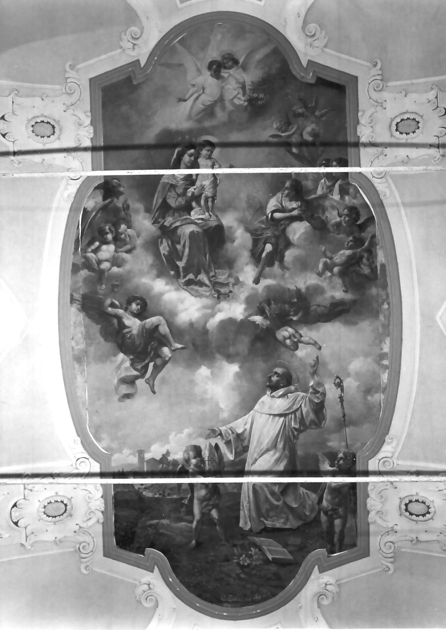 San Bernardo e il miracolo della lattazione (dipinto, elemento d'insieme) di Zimatore Carmelo (sec. XX)