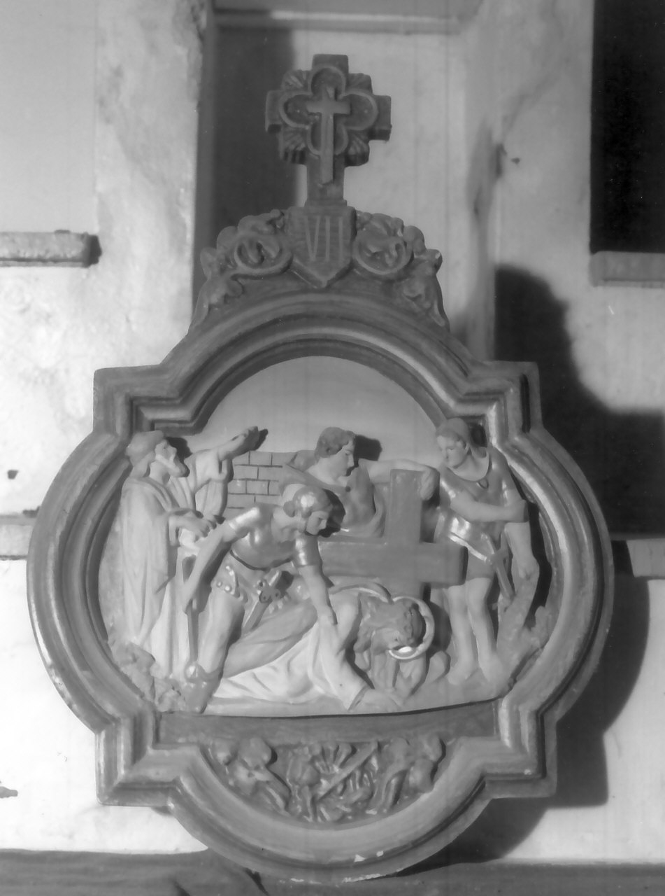 stazione III: Gesù cade sotto la croce la prima volta (Via Crucis, ciclo) - bottega calabrese (inizio sec. XX)