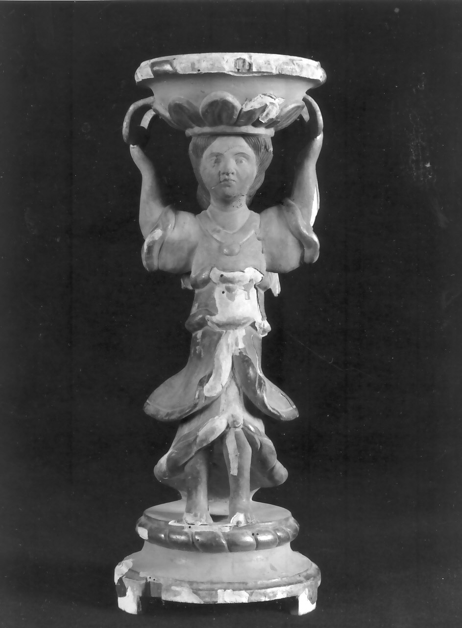 candelabro - a statuetta, opera isolata - bottega calabrese (secc. XVIII/ XIX)