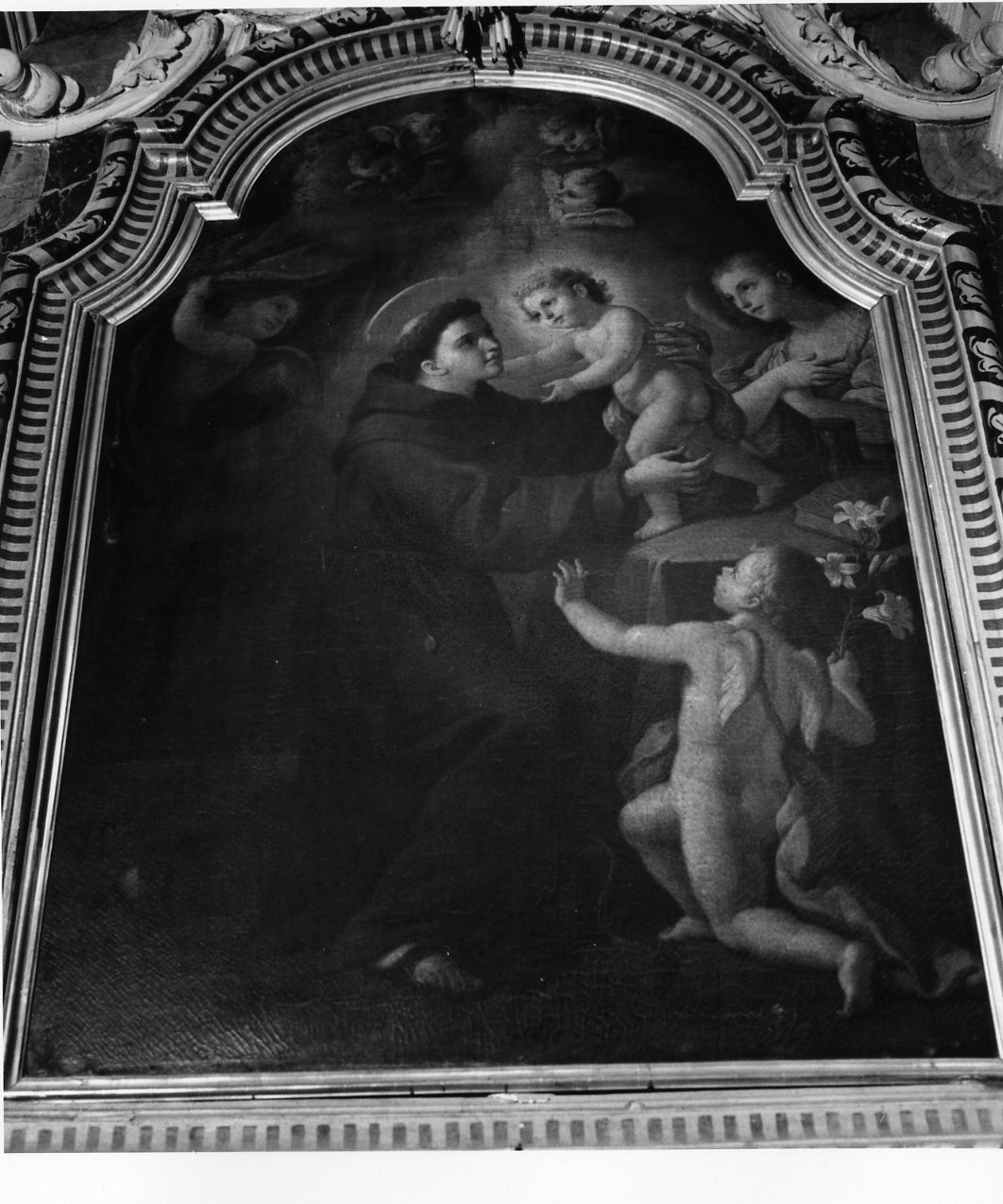 Sant'Antonio da Padova con il bambino (dipinto) di Sarnelli Giovanni (terzo quarto sec. XVIII)