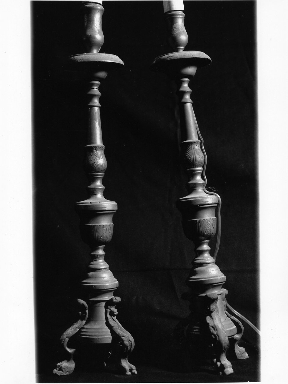 candelabro, serie - bottega napoletana (fine/inizio secc. XIX/ XX)