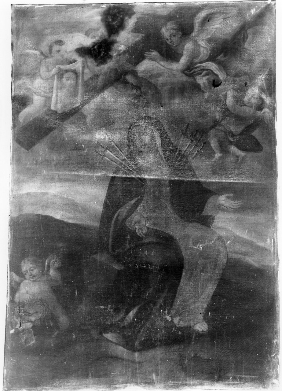 Madonna Addolorata con simboli della Passione (dipinto) - ambito napoletano (seconda metà sec. XIX)