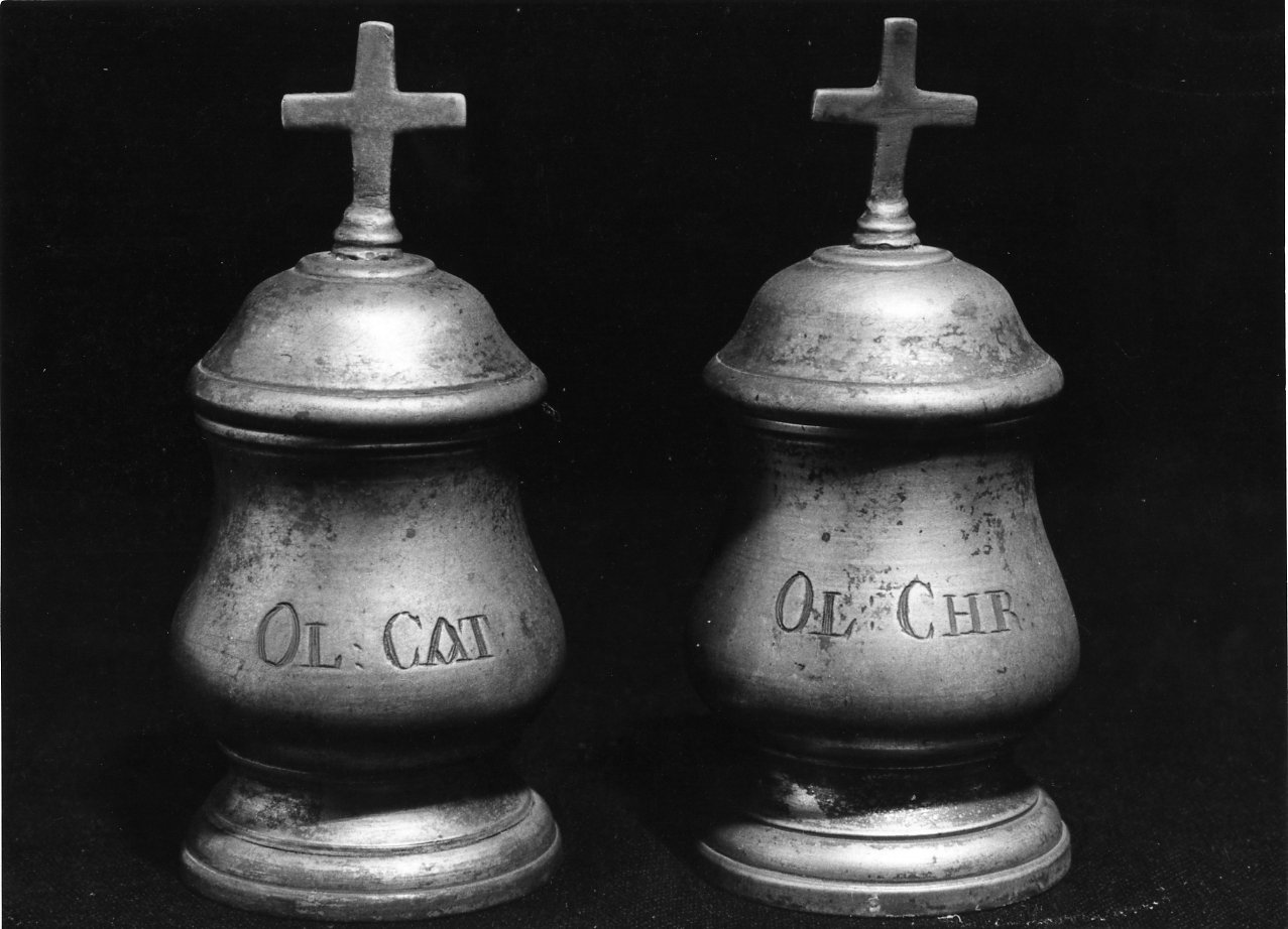 vasetti per oli santi, serie - bottega napoletana (sec. XVIII)