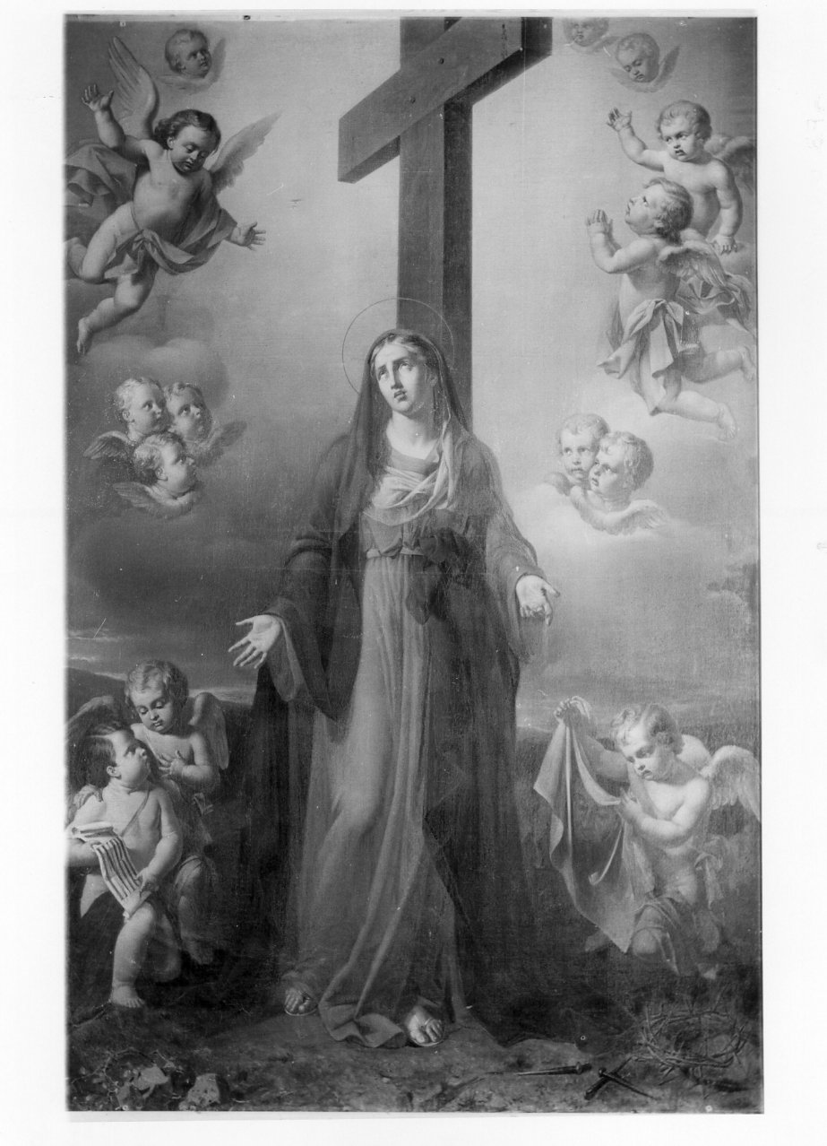 Madonna Addolorata con simboli della Passione (dipinto) - ambito napoletano (inizio sec. XVIII)