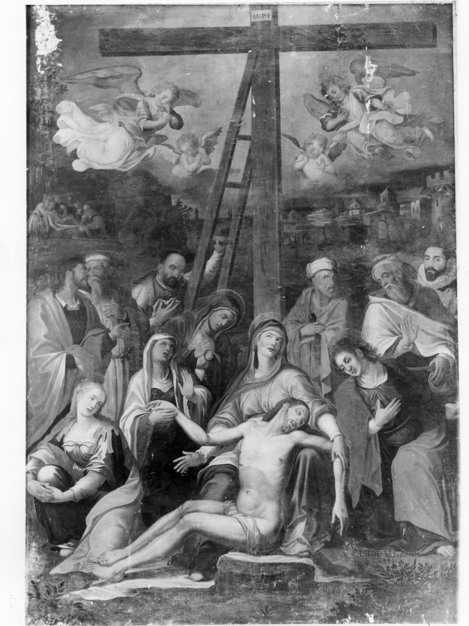 deposizione di Cristo dalla croce (dipinto) - ambito napoletano (inizio sec. XVII)