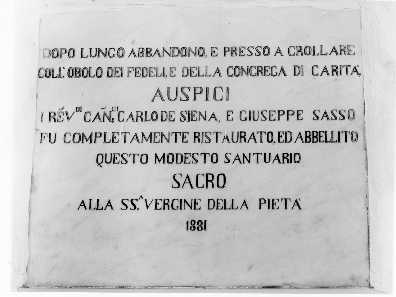 lapide celebrativa - bottega napoletana (sec. XIX)