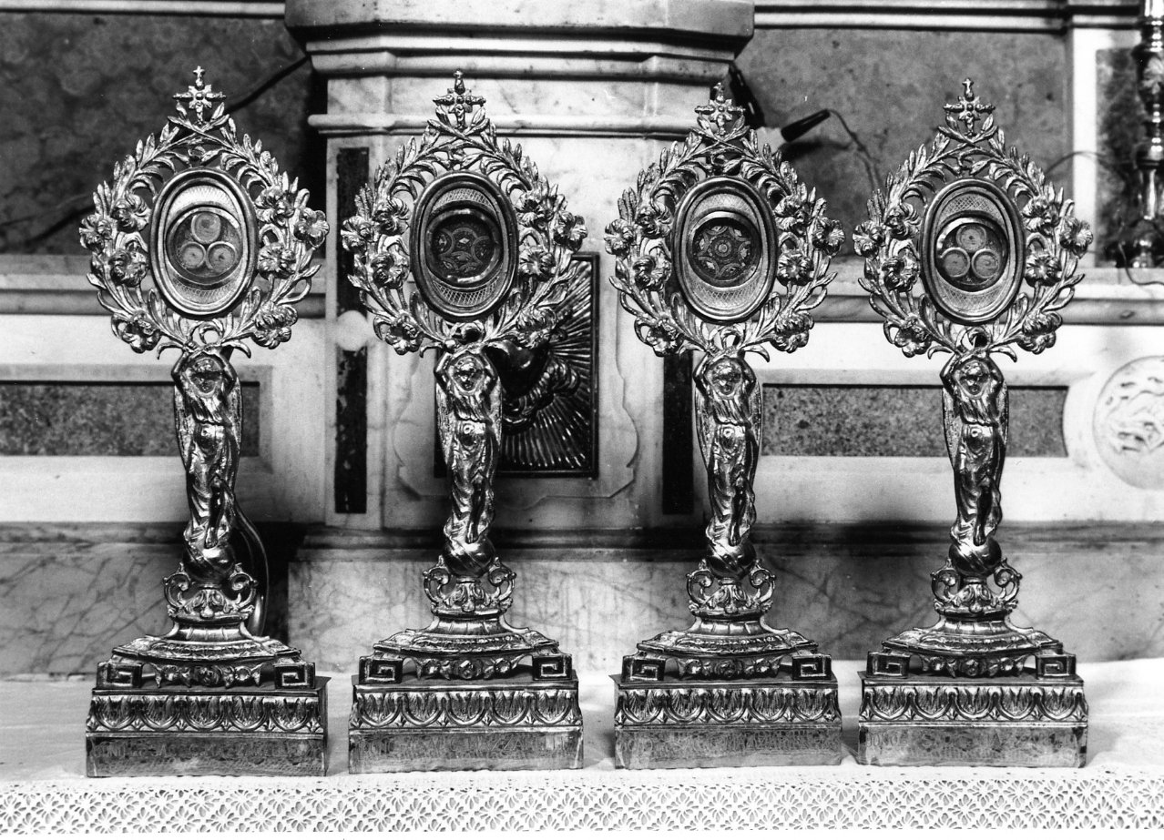 reliquiario - a ostensorio, serie - bottega campana (fine sec. XIX)