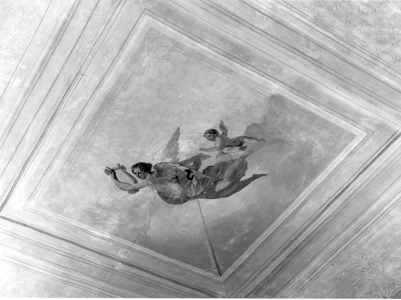 angeli e cherubini (soffitto dipinto) - ambito campano (seconda metà sec. XIX)