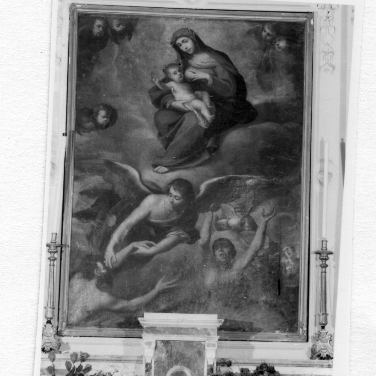 Madonna delle grazie e le anime del Purgatorio (dipinto) - ambito napoletano (sec. XIX)