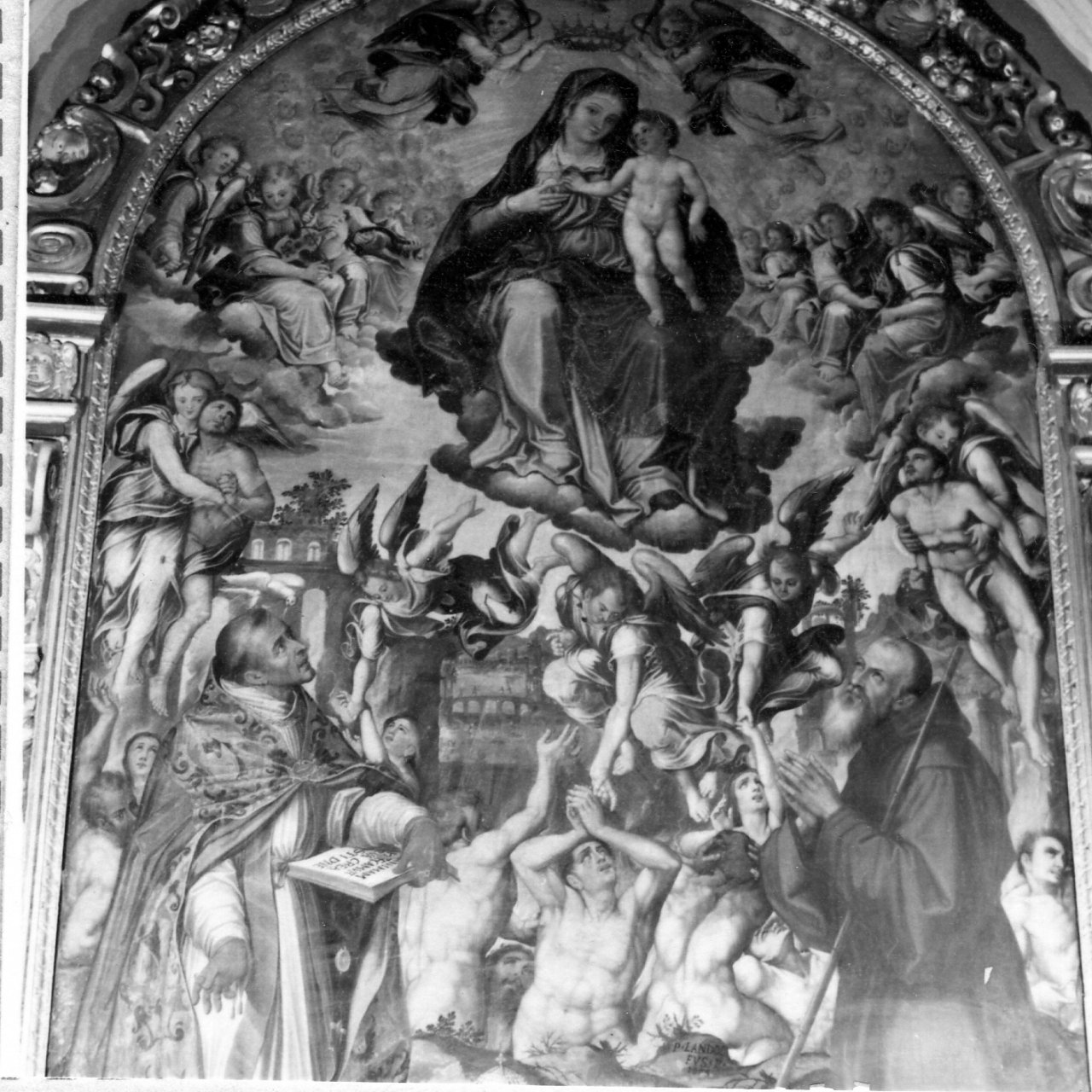Madonna con Bambino, angeli e anime purganti (dipinto) di Landulfo Pompeo (sec. XVII)