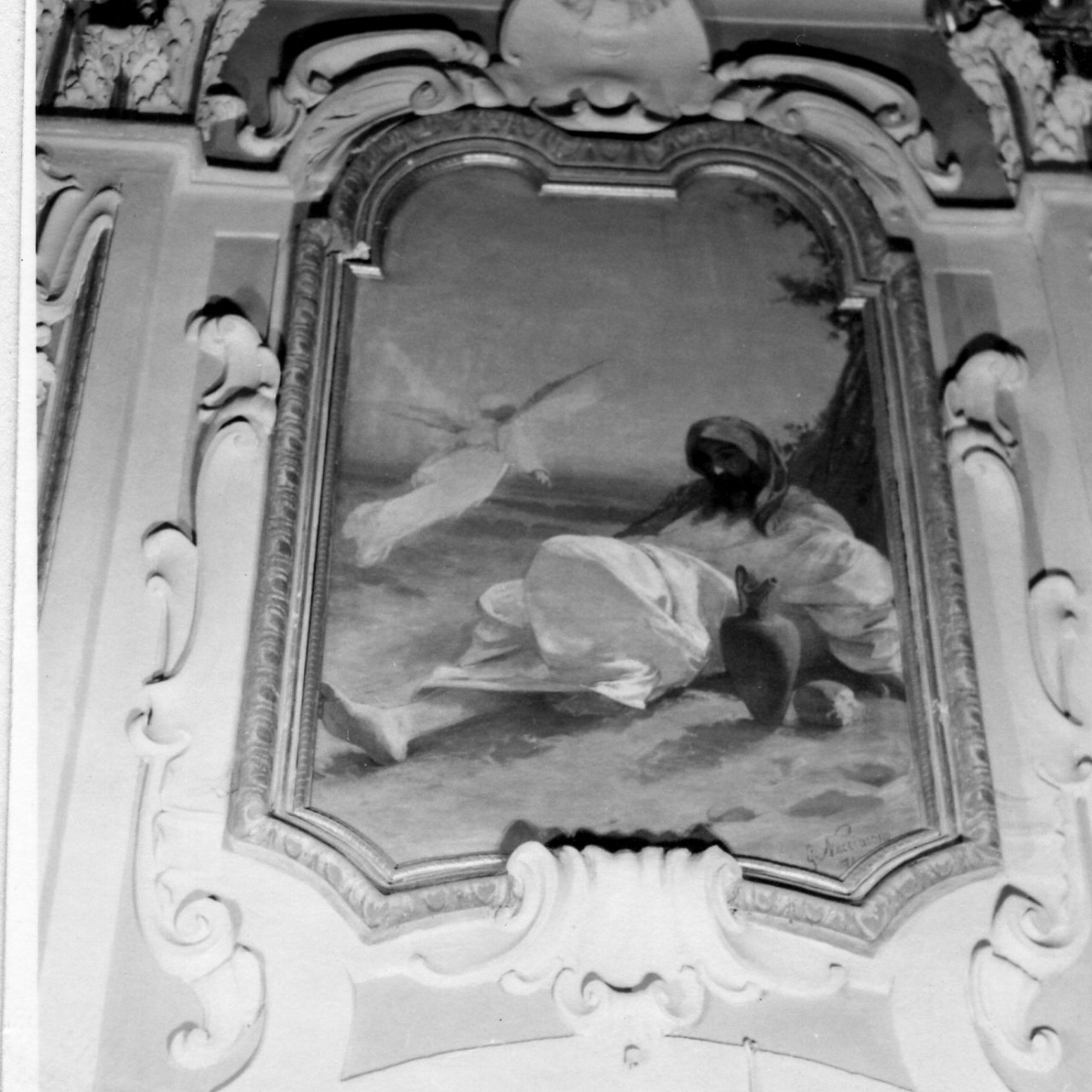 Elia nel deserto nutrito dall'angelo (dipinto) di Nacciarone Gustavo (sec. XIX)