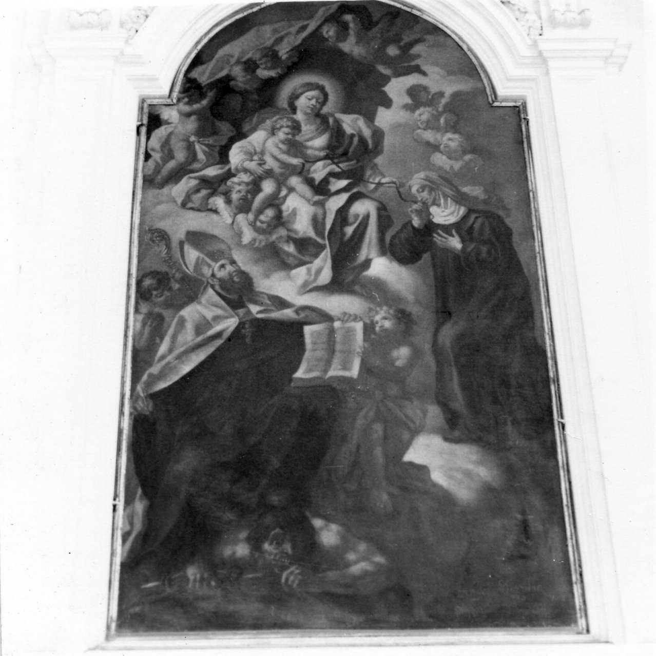 Madonna con Bambino tra Santi domenicani (dipinto) di Mozzillo Angelo (sec. XVIII)