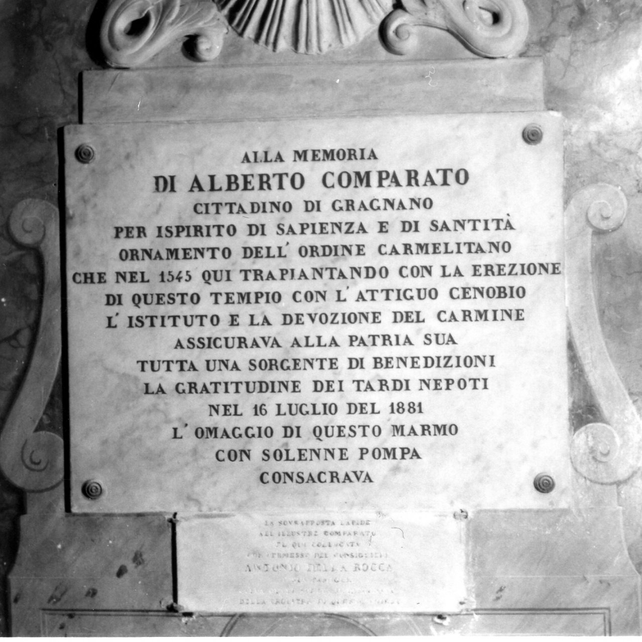 lapide commemorativa - bottega napoletana (sec. XIX)