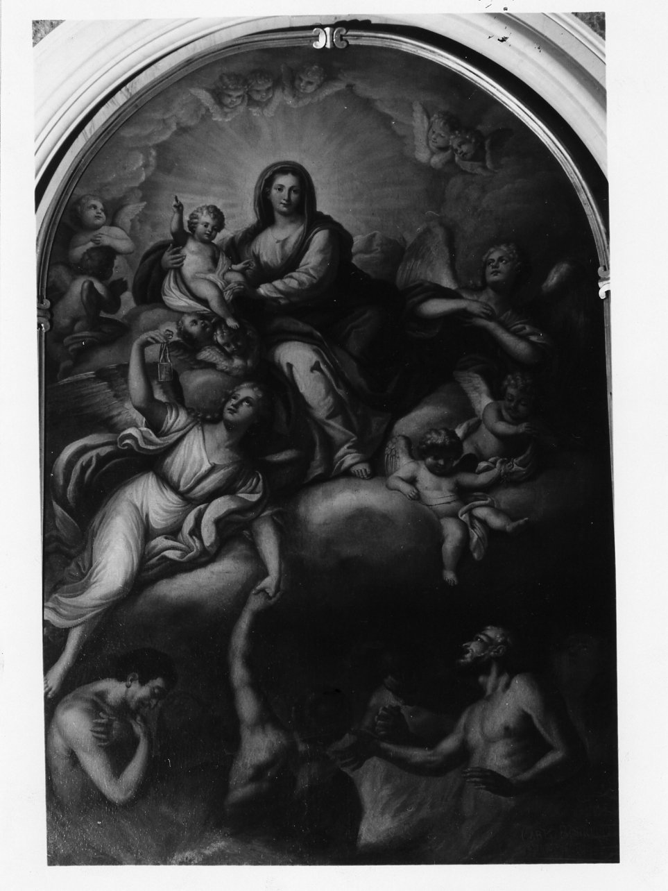 Madonna con personaggi che implorano il suo aiuto (dipinto) di Borrelli Carlo (sec. XVIII)