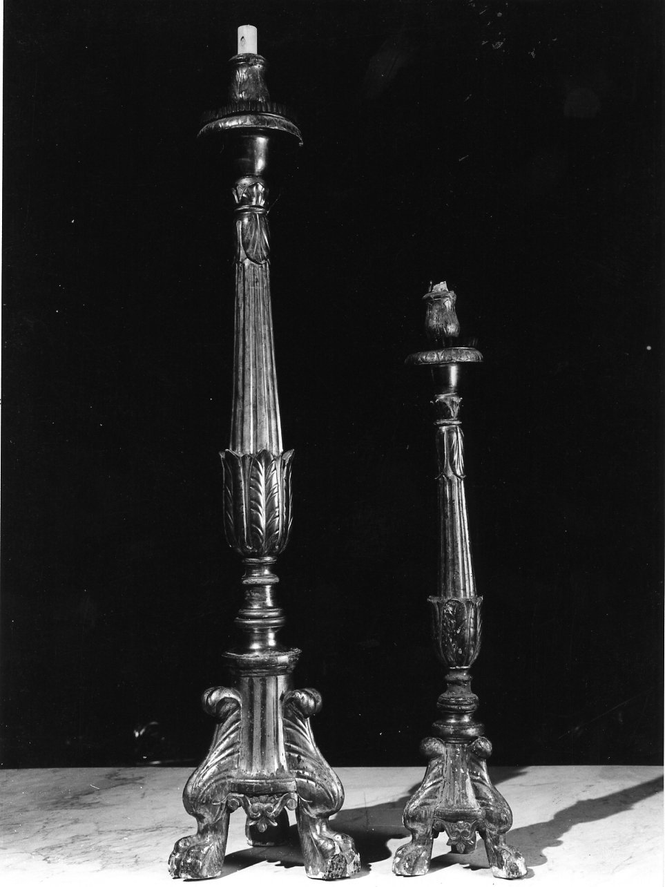 candeliere d'altare, serie - bottega campana (prima metà sec. XIX)