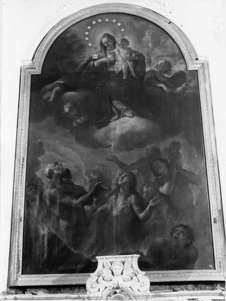 Madonna con personaggi che implorano il suo aiuto (dipinto) di De Matteis Paolo (sec. XVIII)