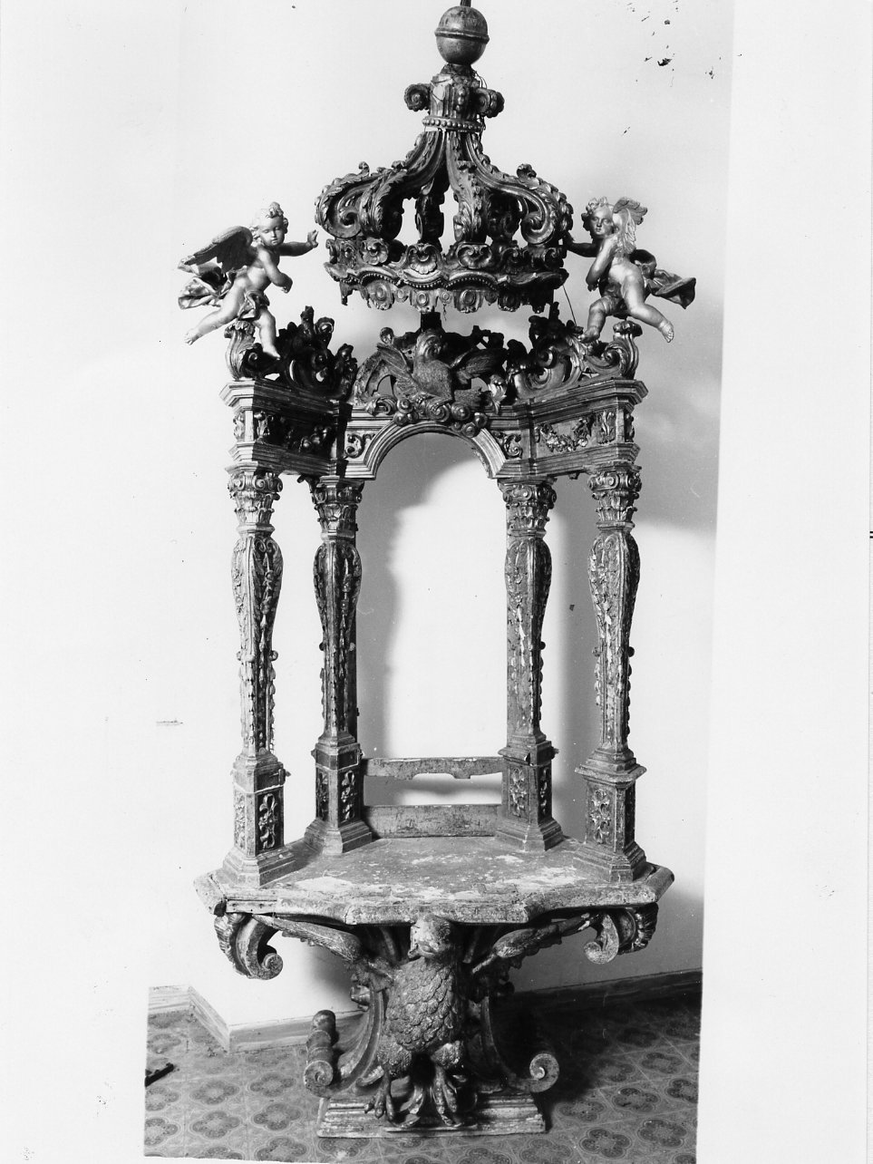 tronetto per esposizione eucaristica - bottega campana (prima metà sec. XVIII)