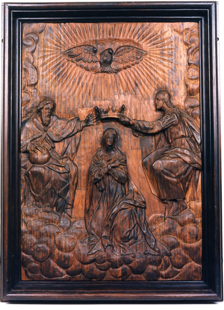 incoronazione di Maria Vergine (formella, elemento d'insieme) - bottega napoletana (seconda metà sec. XVI)