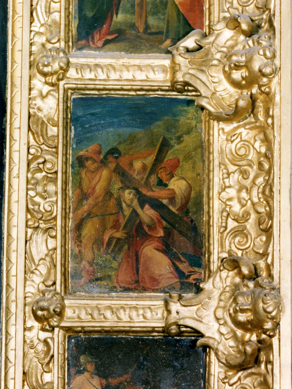 Cristo cade sotto la croce (formella, elemento d'insieme) di Imparato Girolamo (sec. XVI)