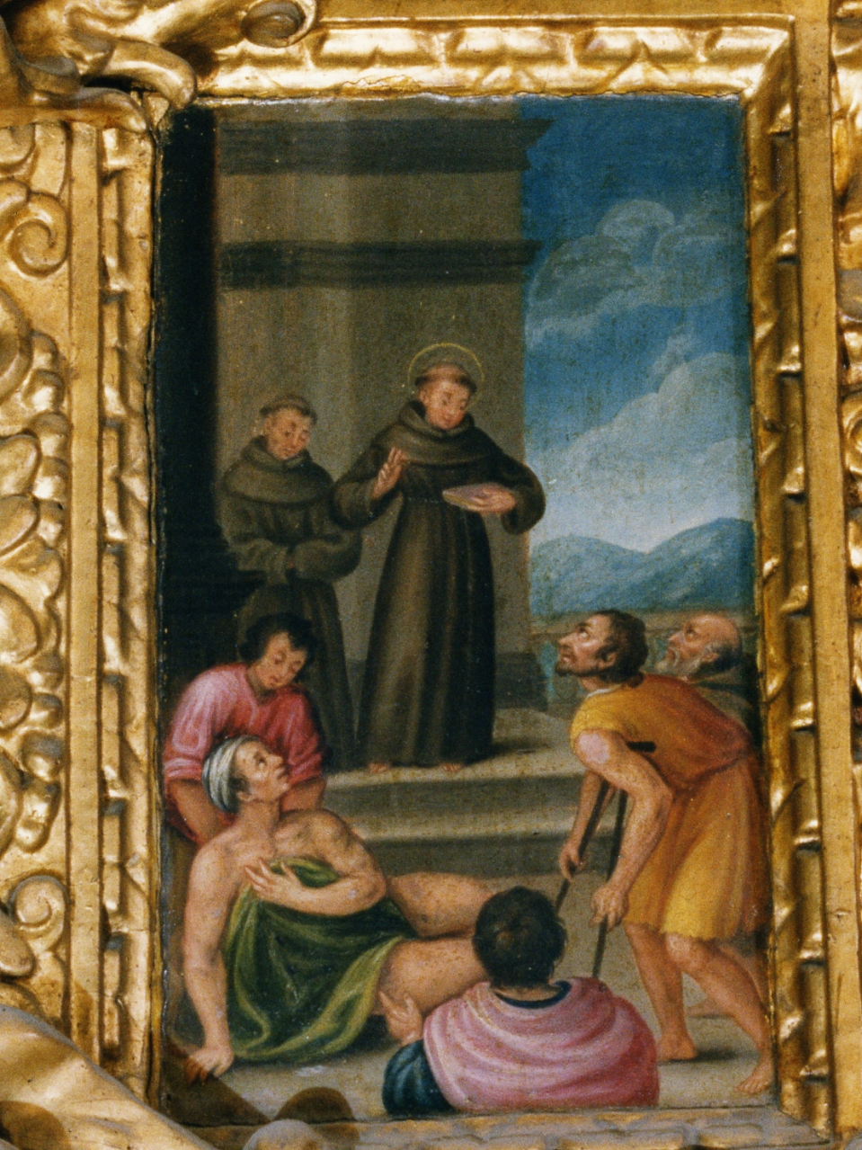 miracolo di Sant'Antonio da Padova (scomparto di polittico, elemento d'insieme) - ambito napoletano (fine/inizio secc. XVI/ XVII)