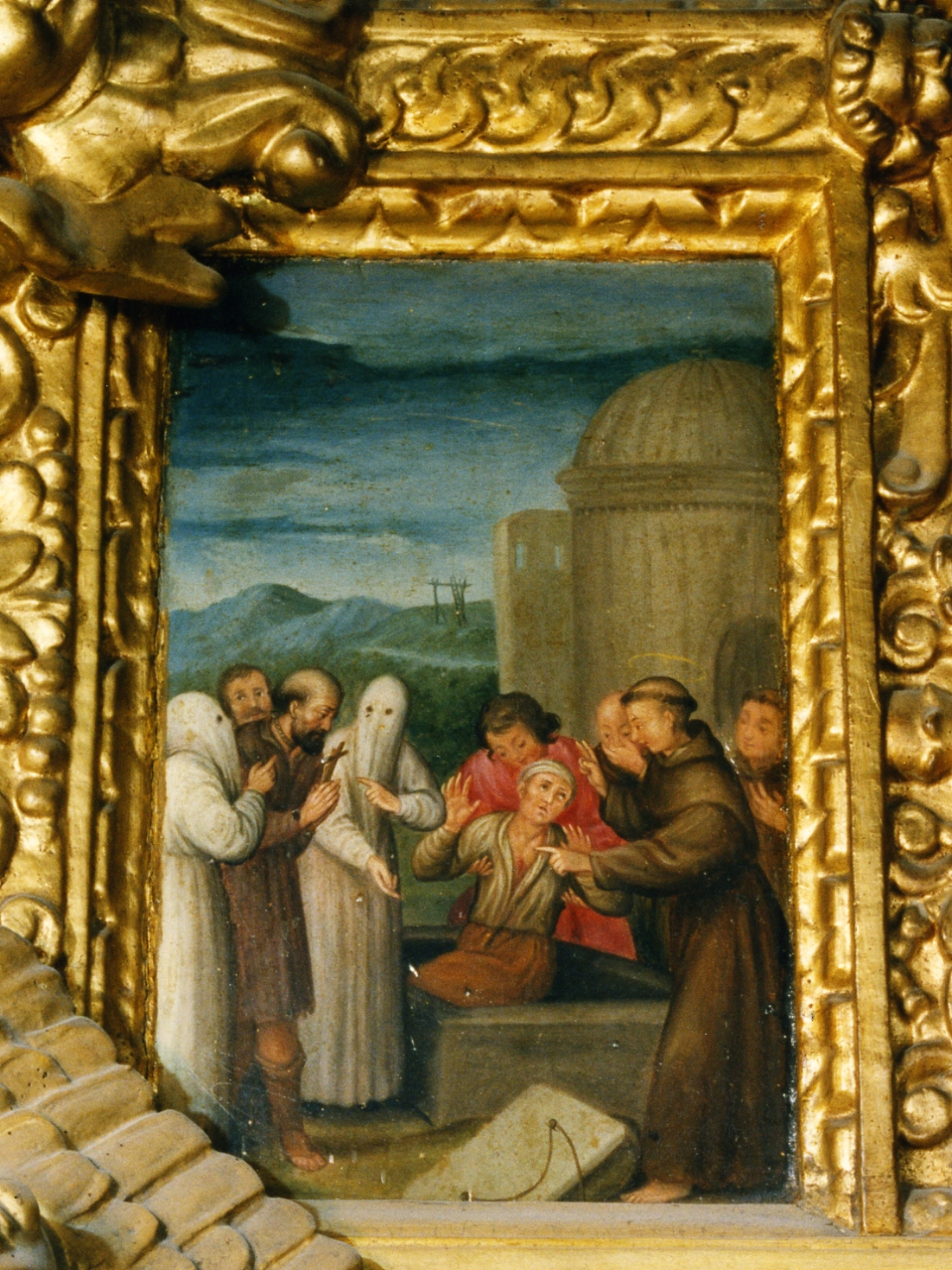 miracolo di Sant'Antonio da Padova (scomparto di polittico, elemento d'insieme) - ambito napoletano (fine/inizio secc. XVI/ XVII)