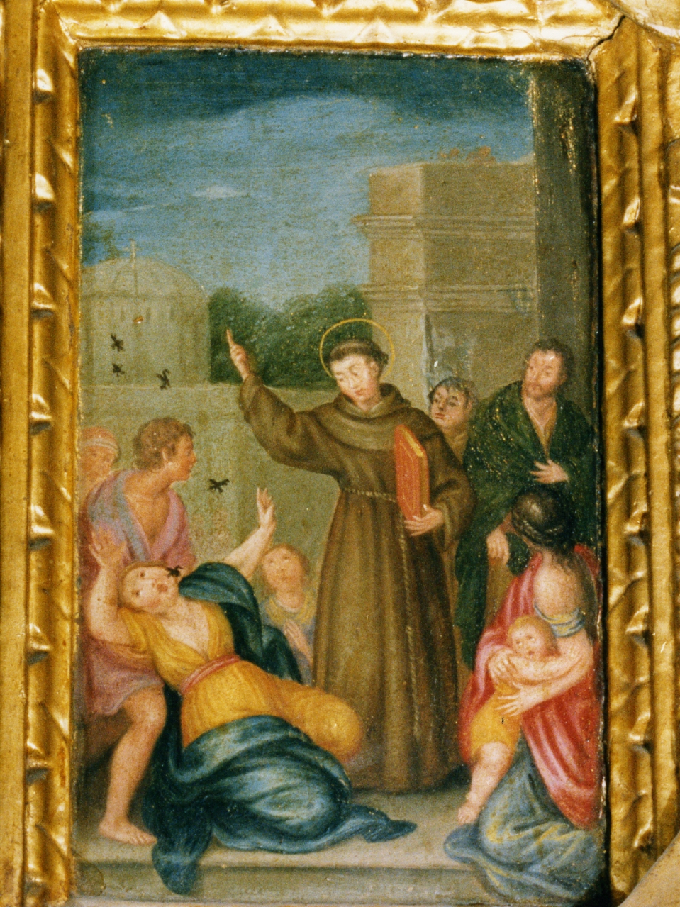 miracolo di Sant'Antonio da Padova (scomparto di polittico, elemento d'insieme) - ambito napoletano (fine/inizio secc. XVI/ XVII)