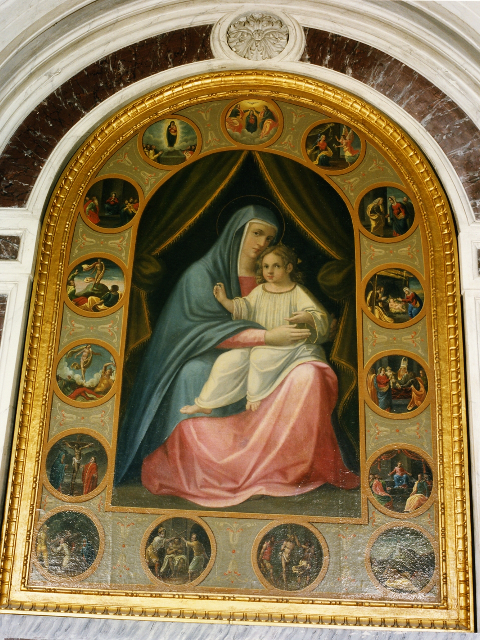 Madonna del Rosario con Santi domenicani e misteri del rosario (pala d'altare) - ambito napoletano (metà sec. XIX)