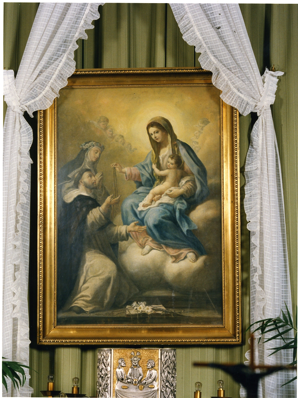 Madonna del Rosario con San Domenico e Santa Rosa da Lima (dipinto) - ambito napoletano (sec. XX)