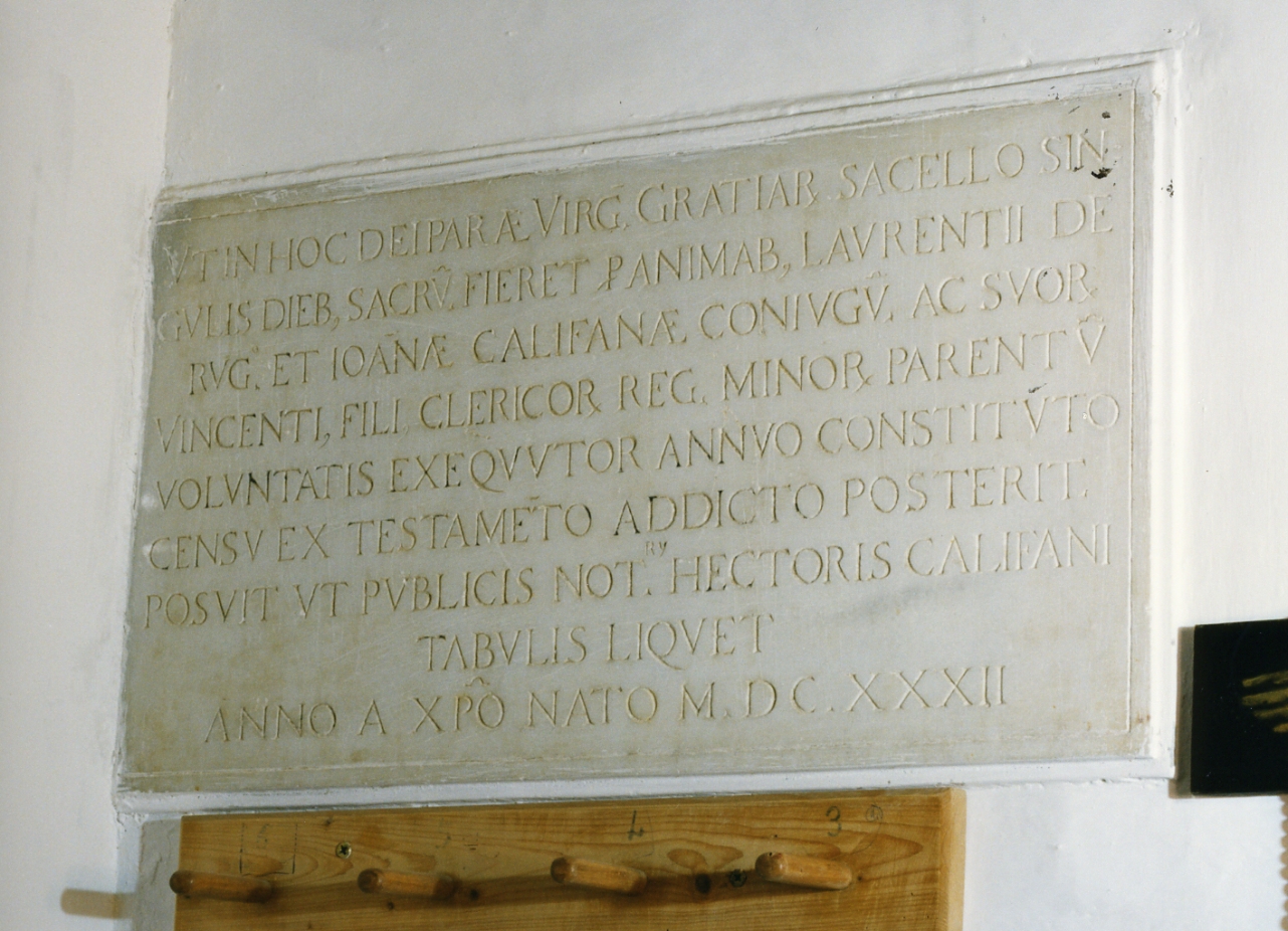 lapide commemorativa - bottega napoletana (sec. XVII)