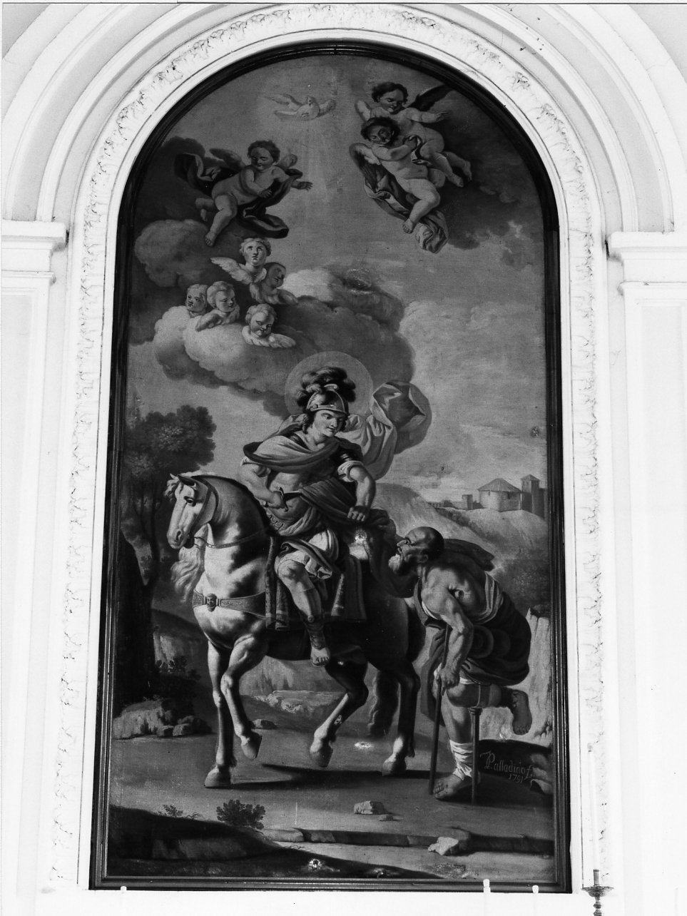 San Martino dona parte del mantello al povero (dipinto) - ambito napoletano (sec. XVIII)