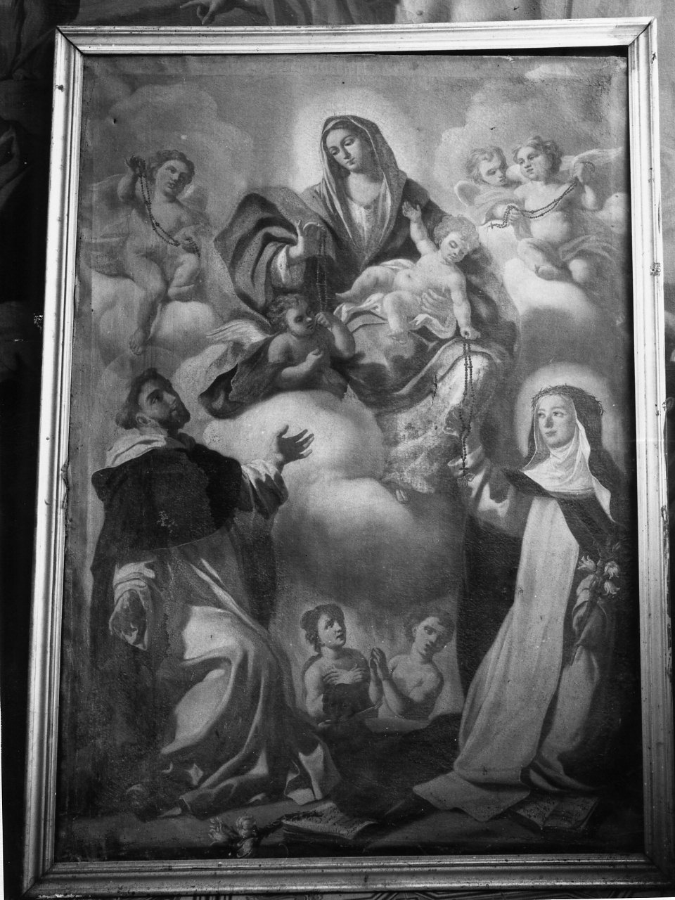 Madonna del Rosario con San Domenico e Santa Rosa da Lima (dipinto) di Fischetti Alessandro (seconda metà sec. XVIII)