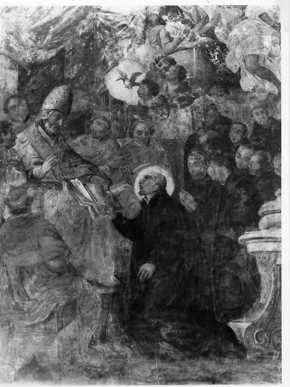 Sant'Ignazio di Loyola riceve da papa Paolo III la conferma del suo Ordine (dipinto) di Vitale Filippo (primo quarto sec. XVIII)