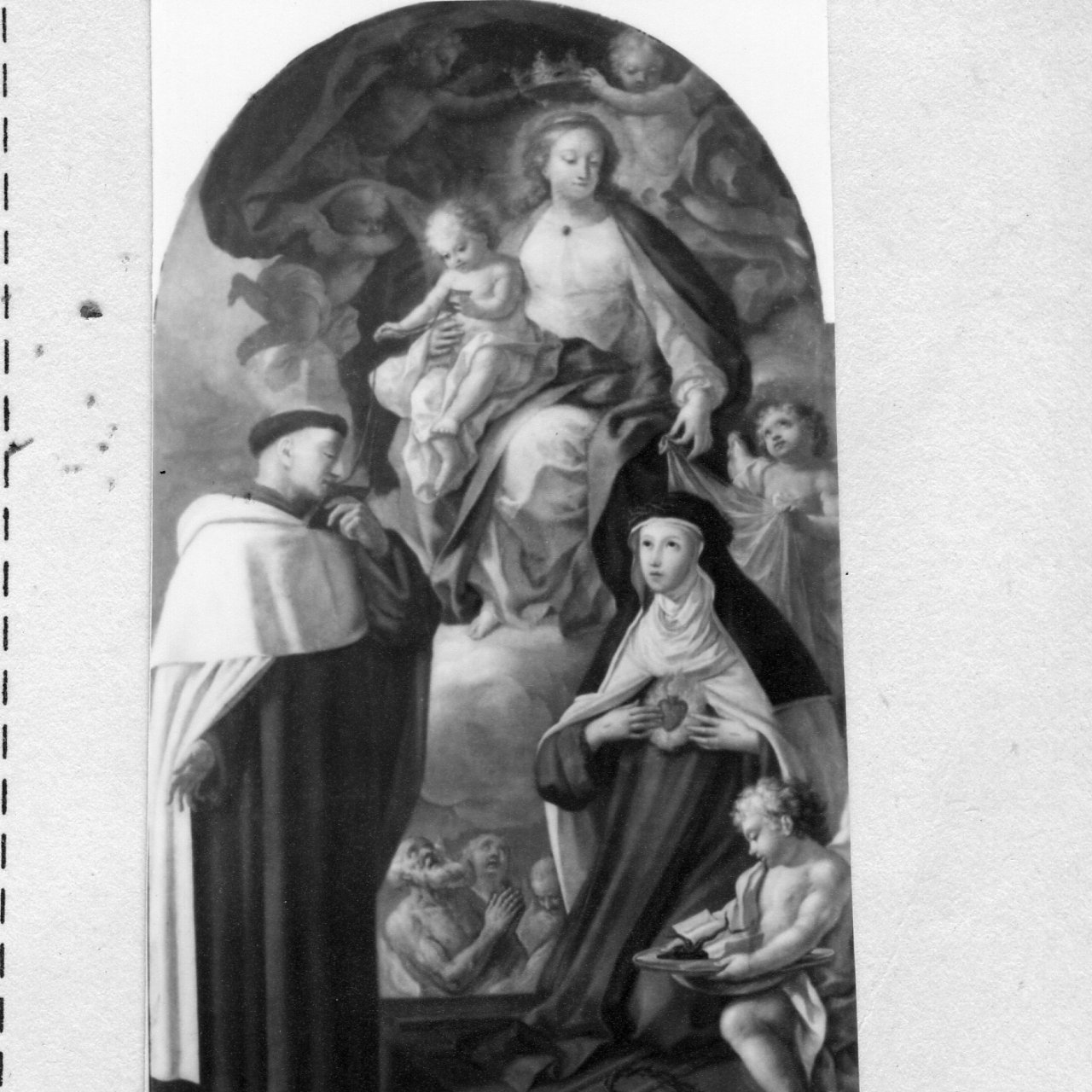 Madonna del Rosario con San Domenico e Santa Caterina da Siena (dipinto) di Mozzillo Angelo (sec. XVIII)