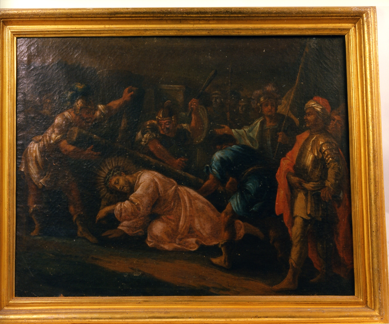 stazione III: Gesù cade sotto la croce la prima volta (dipinto, elemento d'insieme) - ambito napoletano (prima metà sec. XVIII)