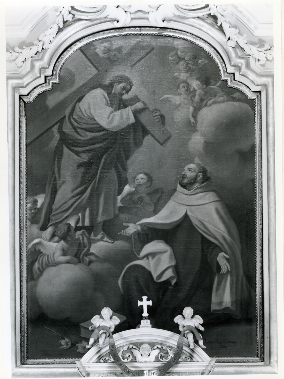 San Giovanni della Croce riceve la croce da Cristo (dipinto) - ambito napoletano (sec. XVIII)